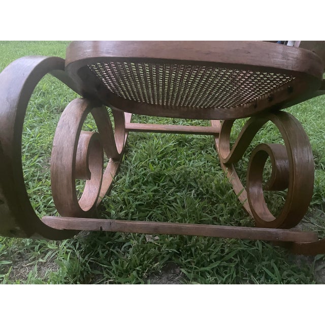 Chestnut Vintage Bentwood Cane Rocking Chair – Thonet Style For Sale - Image 8 of 9