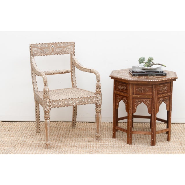 Royal Anglo-Indian Peacock Inlay Armchair For Sale - Image 11 of 11