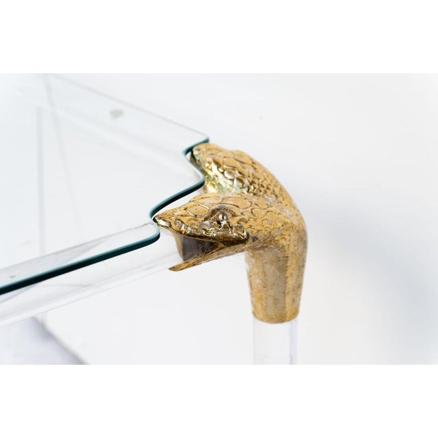 Acrylic Glass and Brass Coffee Table, 1970s For Sale - Image 4 of 7