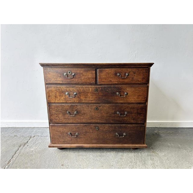 Antique Georgian Oak Chest of Drawers with Swan Neck Handles, 1760s For Sale - Image 3 of 10