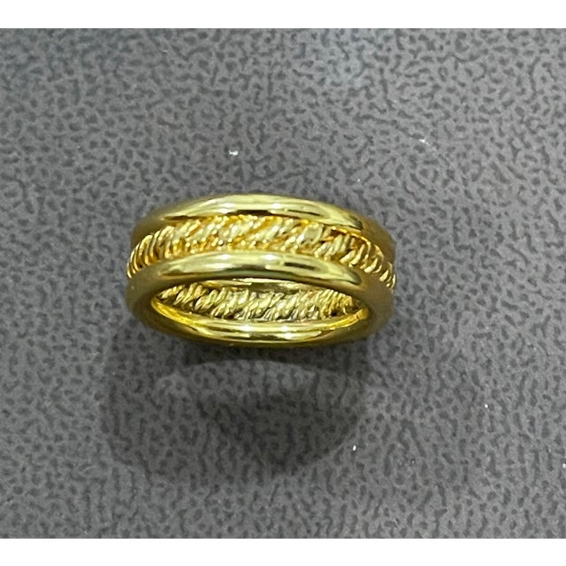 18 Karat Yellow Gold Classic Wide Wedding Band Ring For Sale - Image 4 of 18