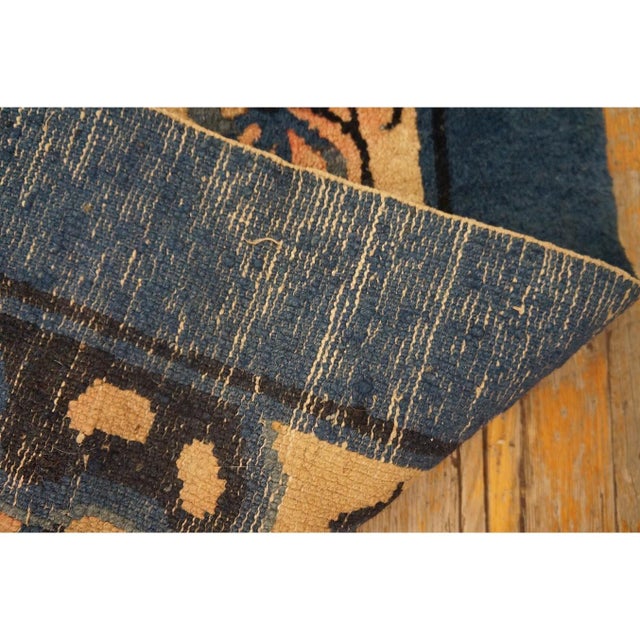 1920s Navy Solid Medallion Antique Chinese Peking Rug Knotted Wool 10' X 12' 7" For Sale - Image 9 of 9