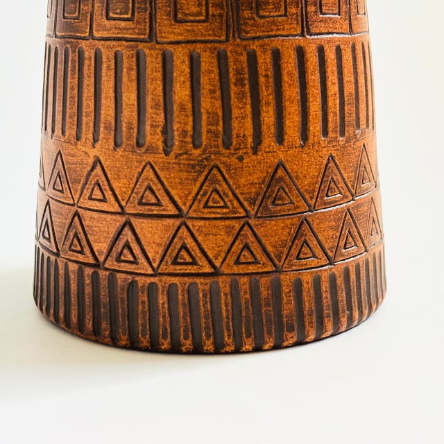 Ceramic Mid Century Carved German Pottery Vase - H. Spycher Ostermundigen For Sale - Image 7 of 10