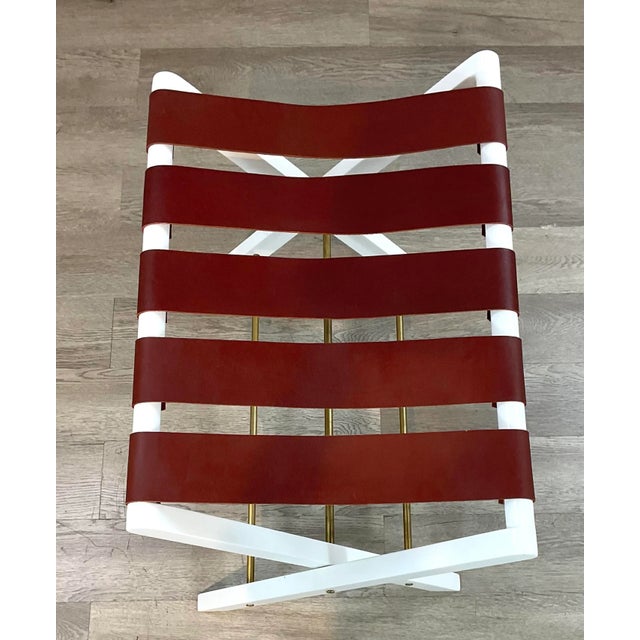 Modern Made Goods Modern Aged Saddle Leather Luggage Rack For Sale - Image 3 of 4