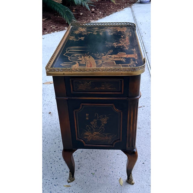 Chinoiserie Chinoiserie Painted Three Drawer Chest, Commode, End Table, Maitland-Smith For Sale - Image 3 of 13