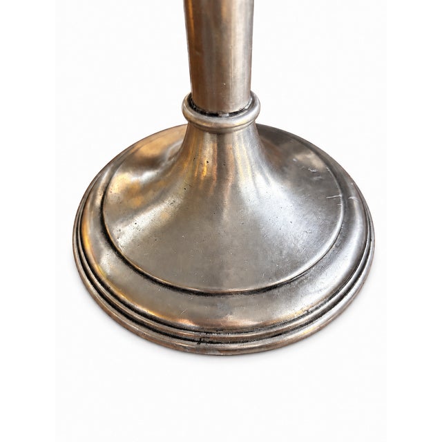 Italian Arte Italica Italian Pewter Candlestick – 11 Inches Tall For Sale - Image 3 of 5
