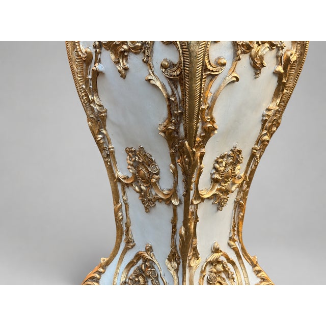 Late 20c Italian Baroque Cream Gold Pedestals - Pair For Sale - Image 9 of 18