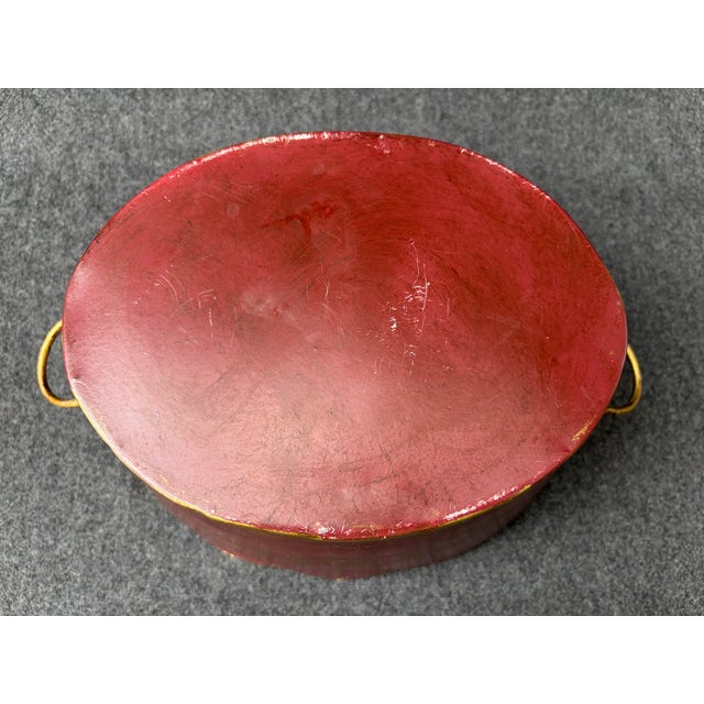 Maroon Vintage Maroon Gold Hand Painted French Tole Cachepot For Sale - Image 8 of 13