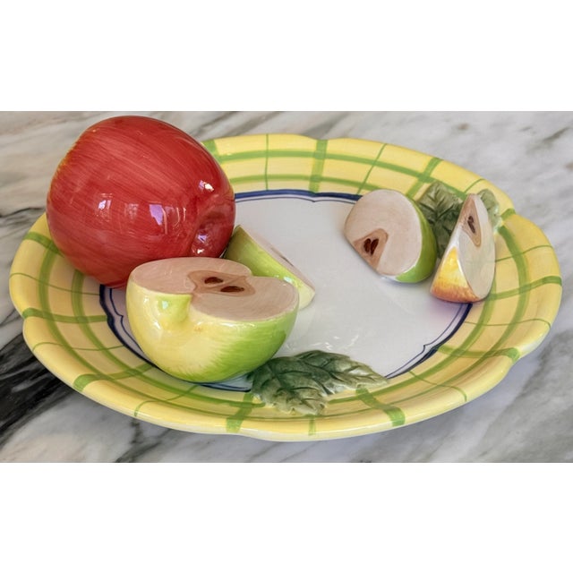 1990s LastCHANCE!Vintage Trompe L’Oleil Plate of Apples For Sale - Image 5 of 12