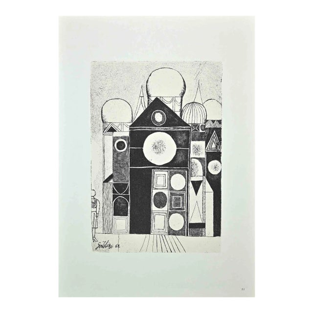 Franco Gentilini, The Palace, Original Offset Print, 1970s For Sale