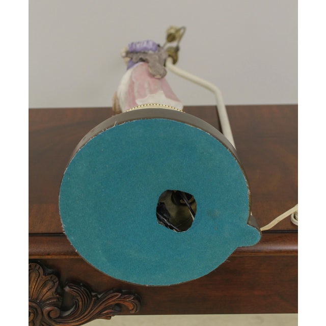 Pair Vintage 1950s Era Bisque Figural Italian Table Lamps For Sale - Image 12 of 13