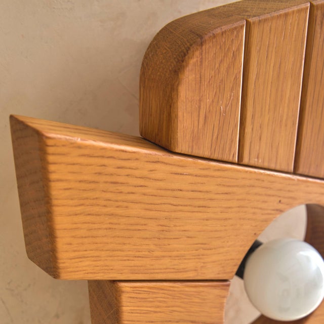 Wood Pair of French Elm Sconces in the Manner of Maison Regain, 1970s For Sale - Image 7 of 11