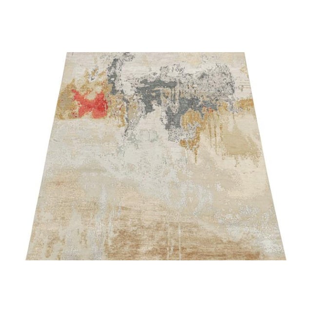 2010s Rug & Kilim’s Modern Abstract Rug in Beige-Brown, Gray and Red For Sale - Image 5 of 7