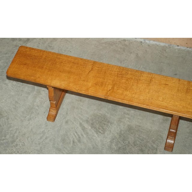 Set of Vintage Adzed Dining Room Benches by Robert Mouseman Thompson, 1960s For Sale - Image 9 of 18