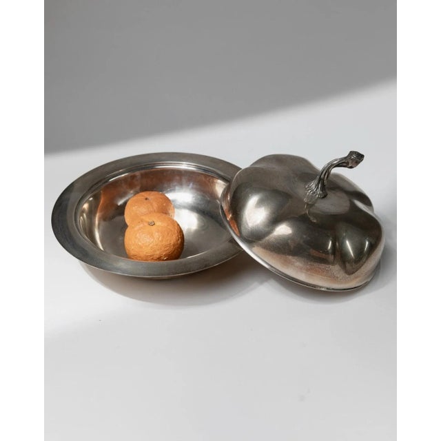 Vintage Silver-Plated Pumpkin Bowl with Lid, 1940s For Sale - Image 10 of 11