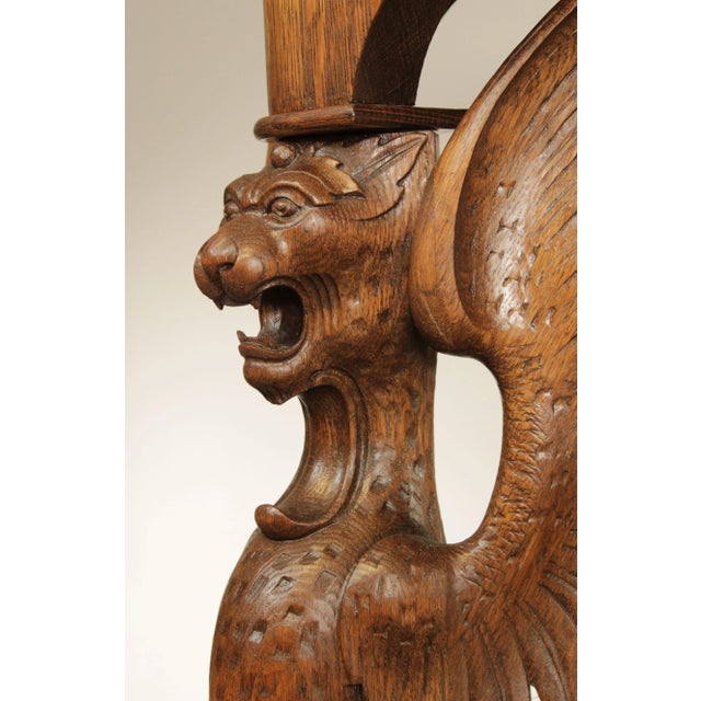 Antique Victorian Winged Griffin Carved Oak Sideboard Buffet For Sale - Image 11 of 13