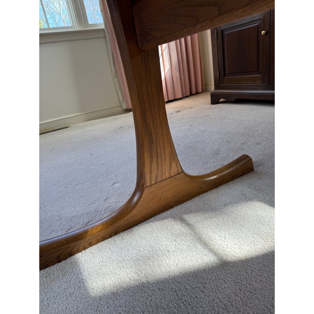 Vintage MCM Conant Ball Solid Oak Extendable Dining Table For Sale - Image 9 of 16