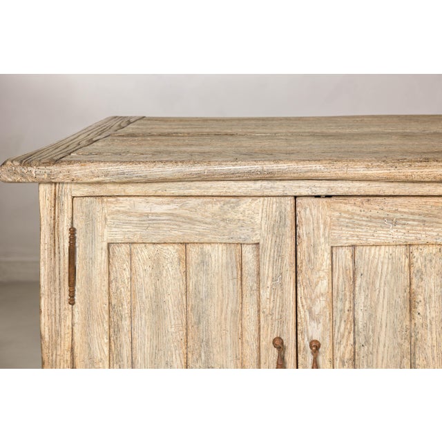 Late 20th Century Large Rustic Bleached Wood Six-Door Sideboard Media Cabinet For Sale - Image 5 of 18