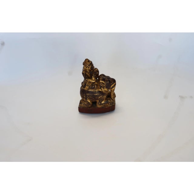 Early 20th Century Burmese Wood Angle Riding on Elephant For Sale - Image 4 of 6