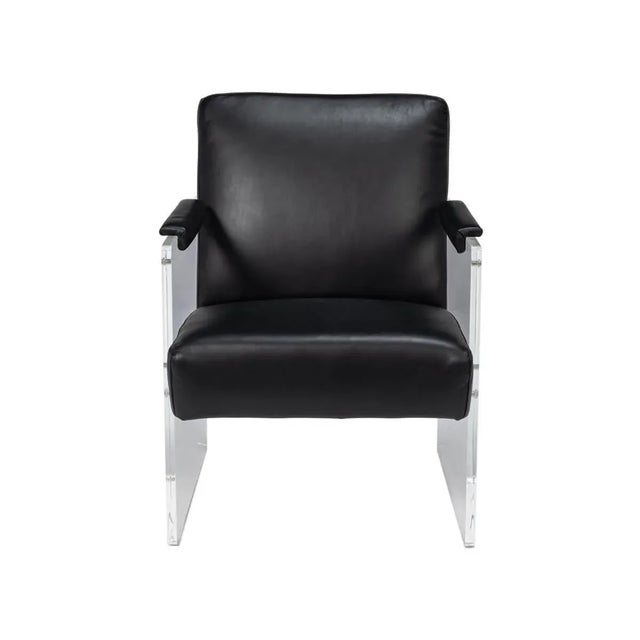 A bold fusion of avant-garde style and classic comfort. This chair features a sleek, onyx black leather seat and backrest...