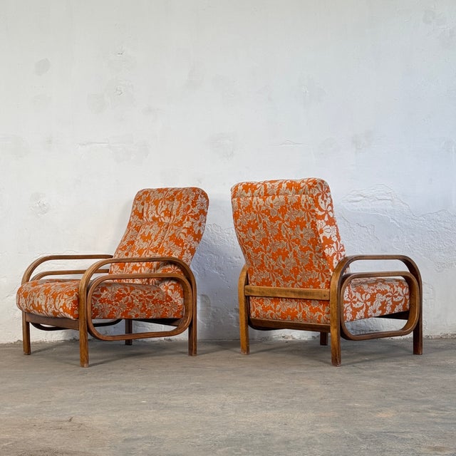 Brown Vintage Art Deco Style Chairs, 1960, Set of 2 For Sale - Image 8 of 15