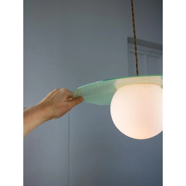 Mid-Century Italian Brass and Opaline Angel Pendant Lamp For Sale - Image 12 of 16