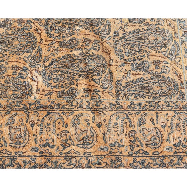 Textile 19th Century Persian Tabriz Honey Yellow and Black Handwoven Wool Rug For Sale - Image 7 of 8