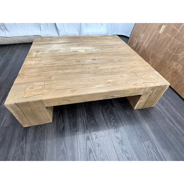 Wood Rh Reclaimed English Beam Coffee Table | Monumental 59" Scale | One-of-a-Kind Character For Sale - Image 7 of 18