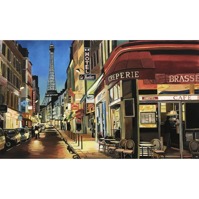 Angela Wakefield Limited Edition Print of Paris Café With Eiffel Tower France by British Artist Angela Wakefield For Sale - Image 4 of 7
