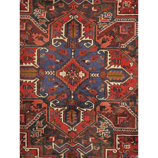 Tribal Vintage Hand-Knotted Persian Heriz Rug 8'3" X 11'3" For Sale - Image 3 of 6
