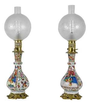 Napoleon III Oil Lamps, Set of 2