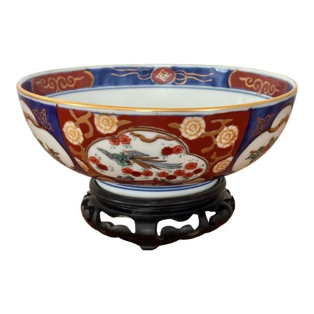 1970s Imari Style Bowl With Stand For Sale