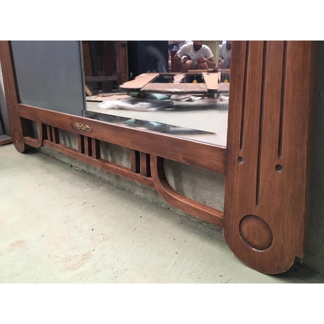 Arts & Crafts Antique Arts & Crafts Carved Oak and Bronze Mirror, circa 1920 For Sale - Image 3 of 18