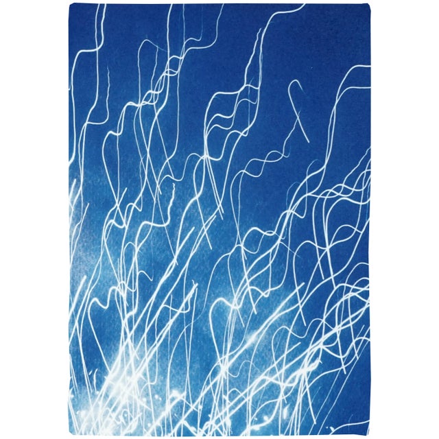Sky Blue 2020 "Firework Lights" Original Cyanotype Print on Watercolor Paper - a Pair For Sale - Image 8 of 10