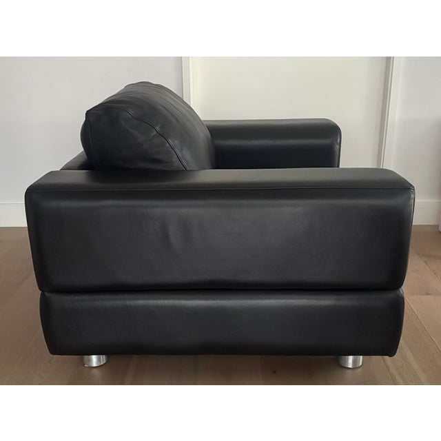 Contemporary American Leather Contemporary Black Leather Armchair For Sale - Image 3 of 7