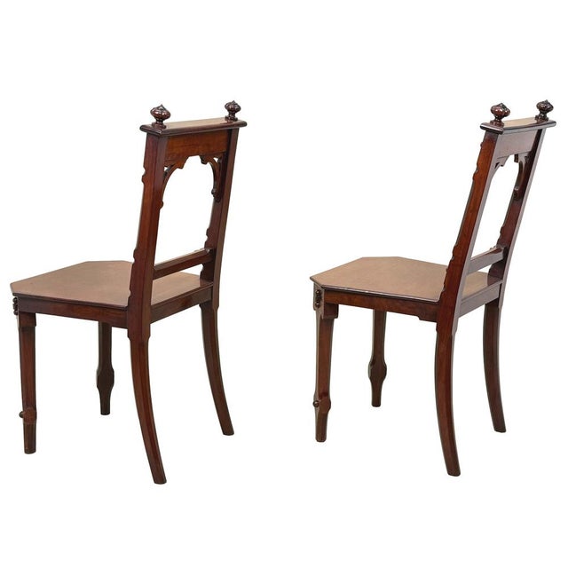 Antique Victorian Mahogany Hall Chairs, 1880, Set of 2 For Sale - Image 13 of 14
