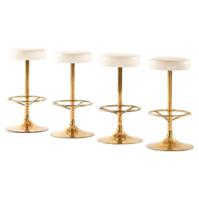 1960s Bar Stools in Brass and Imitation Leather by Börje Johanson, 1960s, Set of 4 For Sale - Image 5 of 5