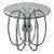 1970’s Mid-Century Modern to Modern End or Side Table Barrel Shaped Chrome Base & Round Glass Top For Sale