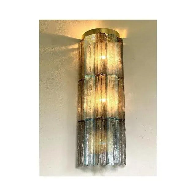 Grey and Light-Blue Murano Glass Tronchi Sconces by Simoeng, Set of 2 For Sale - Image 9 of 11