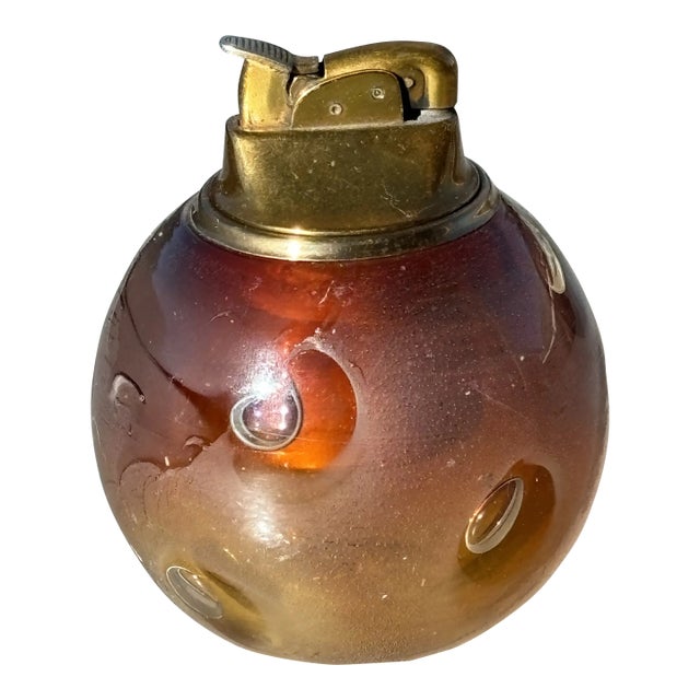 Mid Century Lighter With Gold Flecks and Controlled Bubble Attributed to Murano For Sale