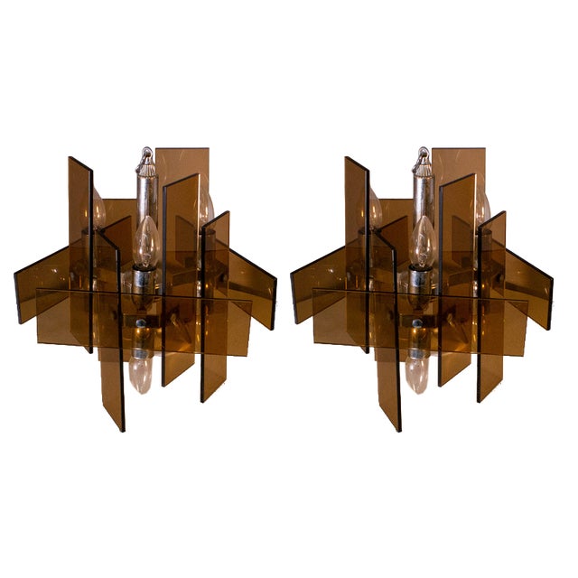 Orange Glass Ceiling Lamps, 1970s, Set of 2 For Sale