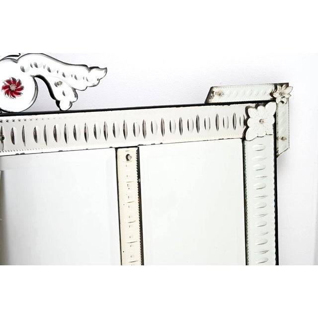 Large Antique Italian Venetian Etched Glass Mirror, 1900 For Sale - Image 6 of 12