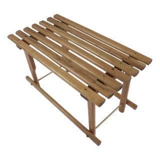 Slatted Wooden Bench, 1950s For Sale