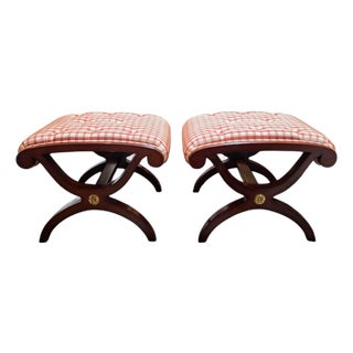 Pair of Kindel Furniture Winterthur Collection New York Ottomans For Sale