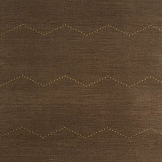 SAMPLE - Schumacher Rivet Stripe Sisal Wallpaper In Sepia 1 For Sale