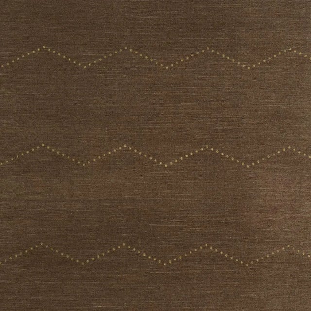 SAMPLE - Schumacher Rivet Stripe Sisal Wallpaper In Sepia 1 For Sale