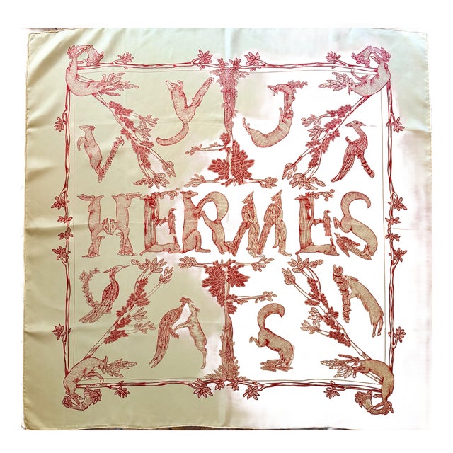 Hermès Alphabet III 1990 Silk Scarf Designed by Anne Faivre For Sale