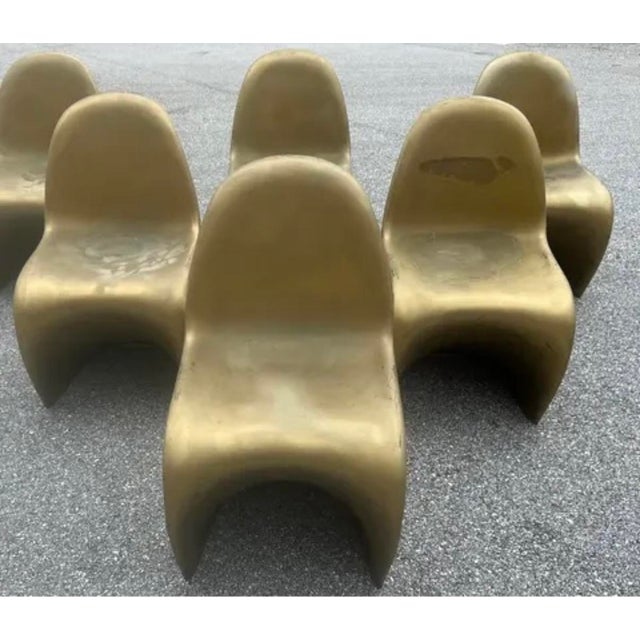 Gold Postmodern Gold Plastic Side Chairs in the Style of Verner Panton From Vitra, 1990s For Sale - Image 8 of 10