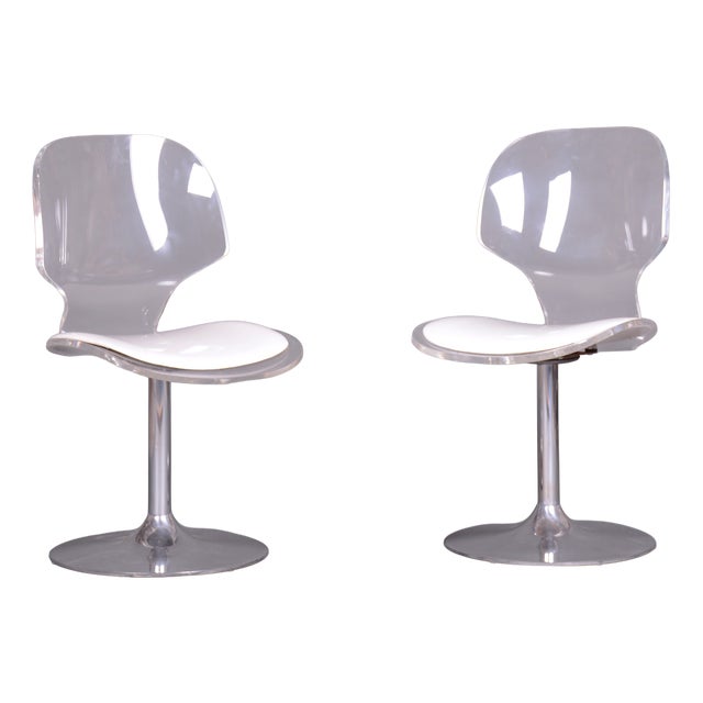 Mid-Century Modern Chairs in Chromed Steel and Acrylic Glass, Czech, 1960s, Set of 2 For Sale