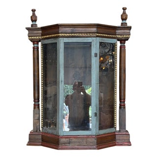Antique Carved Italian Walnut Santos Reliquary Cabinet For Sale